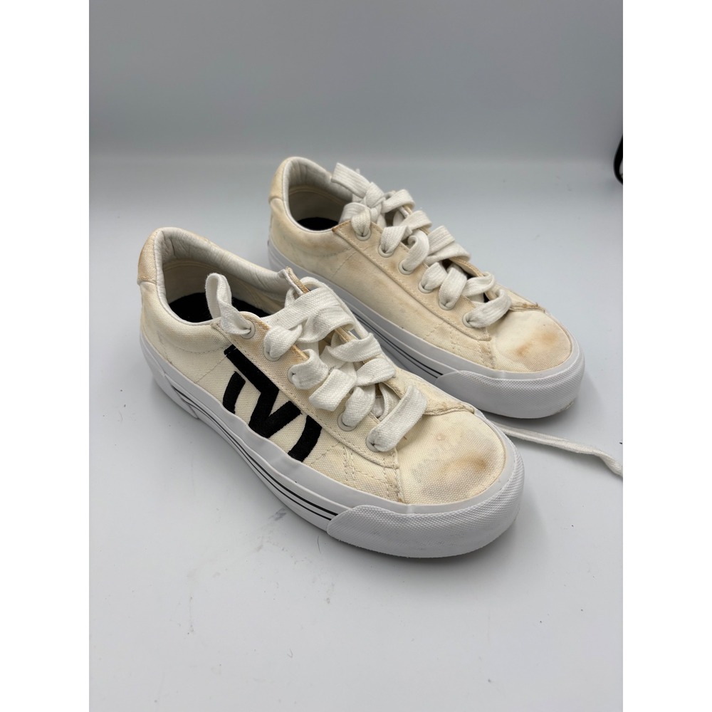 Vans Sid DX Off White Canvas Flying V Logo Low Top Sneakers Womens 7 Mens 5.5